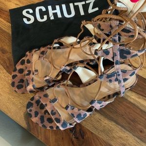 Never Worn Schutz sandals! Leopard lace up sandals